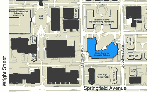 map of Siebel Center on campus